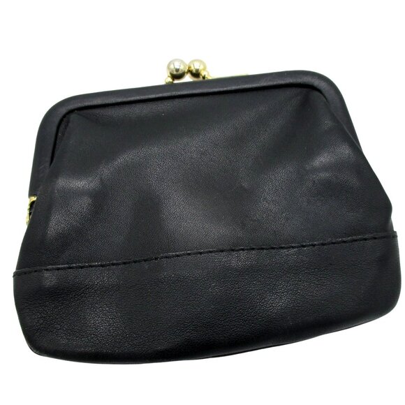 Vintage COACH Black Soft Leather Kisslock Change Purse Quiet Luxury 1980's - Picture 7 of 7